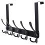 Over the Door Hanger 5 Tri Hooks, Stainless Steel Heavy Duty Over the Door Hook for Clothes, Over the Door Towel Rack for Bathroom, Black