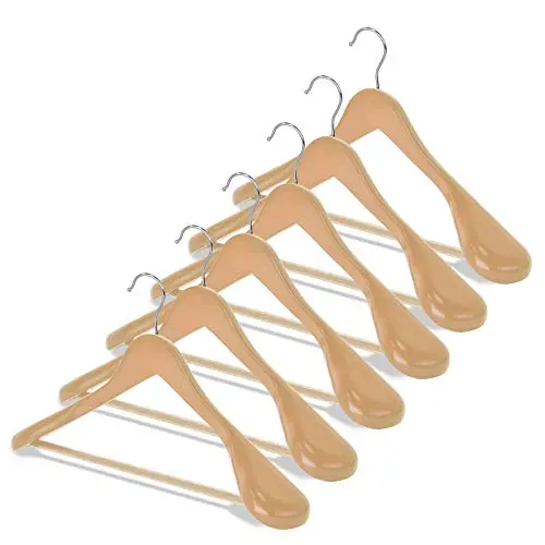 Furgle Suit Hangers, Wood Clothes Hangers,6-Pack Heavy Coat Hangers with Extra-Wide Shoulder/360° Swivel Hook for Heavy Suit, Pants,Sweater,Jacket - 6 Pack (Natural Wood)