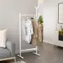 LANGRIA Single Rail Bamboo Garment Rack with 8 Side Hook Tree Stand Coat Hanger and Four Stable Leveling Feet for Jacket, Umbrella, Clothes, Hats, Scarf, and Handbags (White) LANGRIA Single Rail Bamboo Garment Rack with 8 Side Hook Tree Stand Coat Hanger and Four Stable Leveling Feet for Jacket, Umbrella, Clothes, Hats, Scarf, and Handbags (White)