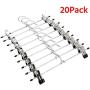 Heavy Duty Stackable Metal Clothes Hangers Chrome with Non-Slip Adjustable Clips for Skirts, Pants and Slacks(20 Pack)