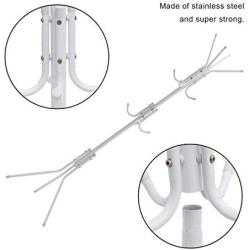 Chrismastopher Home Metal Coat Hat Rack Clothes Hanger Holder Hooks Tree Stand White