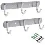 Newness Wall-Mounted Coat Rack, 3-Hooks Coat Hooks Rail Heavy Duty Towel Rack, Modern Stainless Steel Door Holder for Coat, Belt, Keys, Headset, Clothes, Hanger Rack for Bathroom Kitchen (2 Pack)
