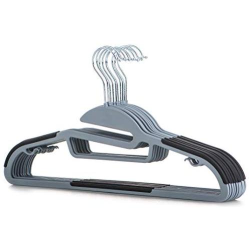 Popular Design Products 10 pc Premium Quality Easy-On Clothes Hangers - Grey with Black Non-Slip Pads - Space Saving Thin Profile - for Shirts, Pants, Blouses, Scarves ? Strong Enough for Coats Popular Design Products 10 pc Premium Quality Easy-On Clothes Hangers - Grey with Black Non-Slip Pads - Space Saving Thin Profile - for Shirts, Pants, Blouses, Scarves ? Strong Enough for Coats