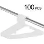 ZENSTYLE 100 Pack Standard Size White Plastic Hangers for Clothes Lightweight Space Saving Tubular Clothing Hangers