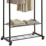 HOME BI Adjustable Garment Rack with 2 Tier Metal Shelf for Shoes Boxes, Rolling Clothes Organizer, High Capacity,Stainless Steel,Heavy Duty up to 110 pounds,Black