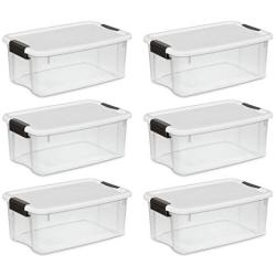 STERILITE 19849806 18 Quart/17 Liter Ultra Latch Box, Clear with a White Lid and Black Latches