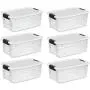 STERILITE 19849806 18 Quart/17 Liter Ultra Latch Box, Clear with a White Lid and Black Latches STERILITE 19849806 18 Quart/17 Liter Ultra Latch Box, Clear with a White Lid and Black Latches