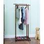 Cxjff Floor Standing Coat Rack Clothes Hat Stand Retractable Floor Standing Coat Rack Clothes Hat Stand Hanger Shelf Wood Wheels 3 Poles 4 Hooks, 63.545162CM Hanger Modern (Color : Reddish Brown)