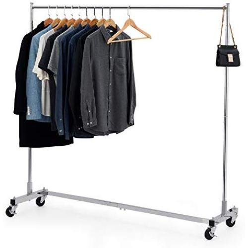 Bextsware Heavy Duty Clothing Rack, Industrial Grade Z-Base Garment Rack on Wheels with Brakes, Commercial Rolling Hanging Clothes Rack, 400LBS Load with 63" Extra Long Bar, Chrome Bextsware Heavy Duty Clothing Rack, Industrial Grade Z-Base Garment Rack on Wheels with Brakes, Commercial Rolling Hanging Clothes Rack, 400LBS Load with 63" Extra Long Bar, Chrome