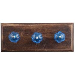 Indianshelf Handmade 1 Artistic Vintage Blue Wooden Royal Melon Wall Hooks Hangers/Bathroom Towel Holder