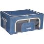 Zaki Boxes Closet Organizer Storage Boxes | Breathable & Anti-Mold Cloth Container | for Clothes, Blankets, Linen, Sweater, Duvet, Under Bed, Home Organization, Clothing & Towel Storage (Blue/Tan, Large)