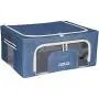 Zaki Boxes Closet Organizer Storage Boxes | Breathable & Anti-Mold Cloth Container | for Clothes, Blankets, Linen, Sweater, Duvet, Under Bed, Home Organization, Clothing & Towel Storage (Blue/Tan, Large)