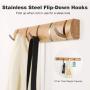 LANGRIA Wall Mounted Floating Coat Rack with Foldable 5 Hooks Storage Shelf for The Clothes and Hat