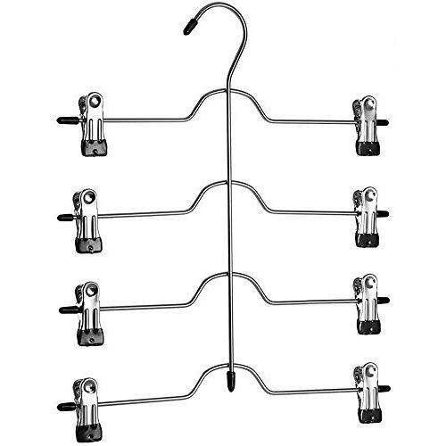 Richards Homewares Black 8 Clips Slack Rack 4 Tier Trouser/Skirt Chrome & Black Vinyl Hanger (3-Pack)