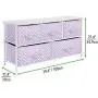 mDesign 5-Drawer Dresser Storage Unit - Sturdy Steel Frame, Wood Top and Easy Pull Fabric Bins in 2 Sizes - Multi-Bin Organizer for Child/Kids Bedroom or Nursery - Light Purple with White Polka Dots