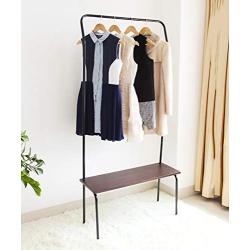 Cxjff Floor Standing Coat Rack Clothes Hat Stand Floor Standing Coat Rack Clothes Hat Stand Hanger Layer Shoes Shelf Pole Iron Wood, 85 30 175CM Hanger Modern (Color : Black)