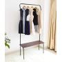 Cxjff Floor Standing Coat Rack Clothes Hat Stand Floor Standing Coat Rack Clothes Hat Stand Hanger Layer Shoes Shelf Pole Iron Wood, 85 30 175CM Hanger Modern (Color : Black)