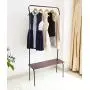 Cxjff Floor Standing Coat Rack Clothes Hat Stand Floor Standing Coat Rack Clothes Hat Stand Hanger Layer Shoes Shelf Pole Iron Wood, 85 30 175CM Hanger Modern (Color : Black)
