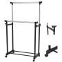 Portable Double Rail Adjustable Garment Rack Rolling Clothes Hanger Heavy Duty New #560
