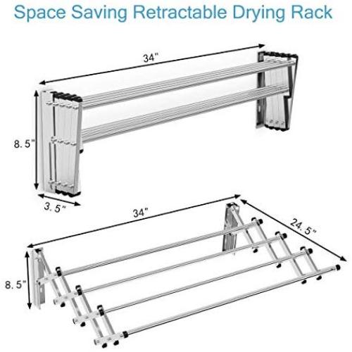 Stainless Wall Mounted Expandable Clothes Drying Towel Rack Laundry Hanger Room