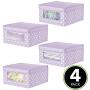 mDesign Soft Stackable Fabric Closet Storage Organizer Holder Boxes - Clear Window, Attached Lid, for Child/Kids Room, Nursery - Polka Dot Print - 4 Pack - Wisteria/Light Purple mDesign Soft Stackable Fabric Closet Storage Organizer Holder Boxes - Clear Window, Attached Lid, for Child/Kids Room, Nursery - Polka Dot Print - 4 Pack - Wisteria/Light Purple