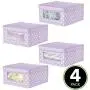 mDesign Soft Stackable Fabric Closet Storage Organizer Holder Boxes - Clear Window, Attached Lid, for Child/Kids Room, Nursery - Polka Dot Print - 4 Pack - Wisteria/Light Purple mDesign Soft Stackable Fabric Closet Storage Organizer Holder Boxes - Clear Window, Attached Lid, for Child/Kids Room, Nursery - Polka Dot Print - 4 Pack - Wisteria/Light Purple