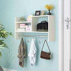 Cxjff Wall Coat Rack Clothes Hat Hanger Holder Hooks Shelves Rod Wood Creative Style, 6 Colors Available, 80x20x45CM (Color : White)