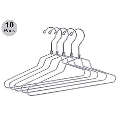 10 Quality Metal Hangers, Swivel Hook, Stainless Steel Heavy Duty Wire Clothes Hangers (10, Petite/Teens - 14 10 Quality Metal Hangers, Swivel Hook, Stainless Steel Heavy Duty Wire Clothes Hangers (10, Petite/Teens - 14