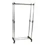 AK Energy Double Rail Adjustable Portable Clothes Hanger Rolling Telescope Garment Rack Rolling w/Shoe Rack