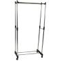 Double Heavy Duty Rail Portable Clothes Hanger Rolling Garment Rack Adjustable