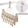 Qiterr Folding Clothes Hanger,Underwear Drying Rack Foldable Rotating Plastic Windproof Multi-Function Drying Rack Non-Slip Clothes Hook(Beige)