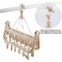 Nannday Drying Rack, 32 Clips Folding Clothes Hanger Windproof Socks Underwear Hook Anti-Slip(Beige)
