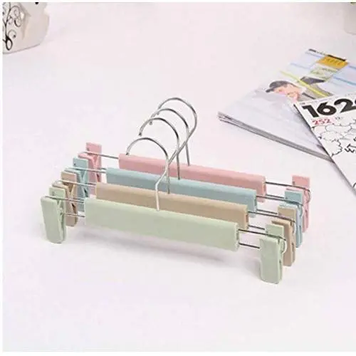 10pcs Random Color Hangers for Clothes Plastic Clip Stand Hanger Pants Skirt Kid Clothes Adjustable Pinch Grip Cabide