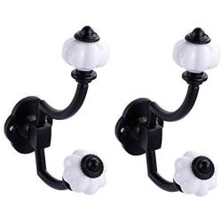 BaoBae 2PCS Heavy Duty Wall Mounted Metal Hooks Cloth Robe Hat Hanger Holders Pumpkin Knob Hooks with Screws