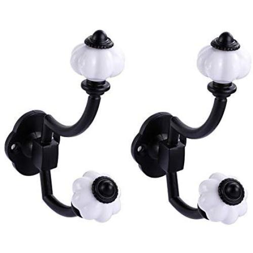 BaoBae 2PCS Heavy Duty Wall Mounted Metal Hooks Cloth Robe Hat Hanger Holders Pumpkin Knob Hooks with Screws