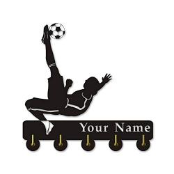 XIAMUXI Customize Your Name for Cool Football Themes Wooden Hanger Unique Gift Clothes Hat Key Hook/Coat Rack/Wall Hook Home Decoration Wall Stickers Kitchen Bathroom Towel Hook,Black