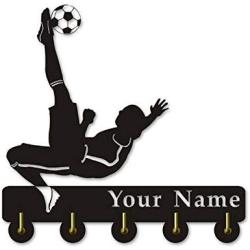 YAOJIA Customize Your Name for Cool Football Themes Wooden Hanger Unique Gift Clothes Hat Key Hook/Coat Rack/Wall Hook Home Decoration Wall Stickers Kitchen Bathroom Towel Hook,Black