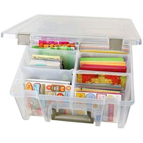 ArtBin 6990AB Super Satchel Compartment Boxes - Clear, Art and Craft Supplies Boxes with Removable Dividers, Secure Latches, Handles