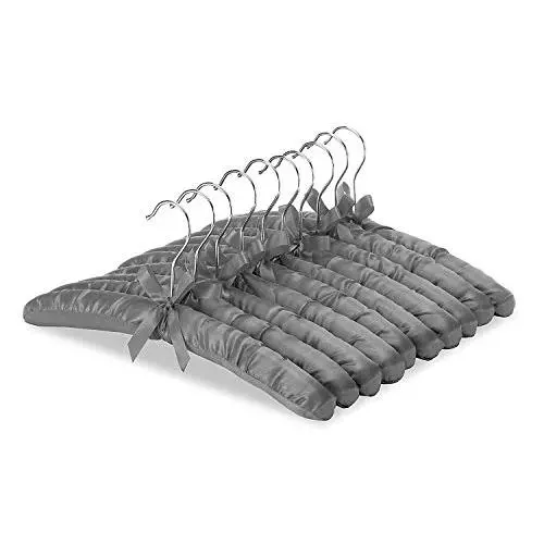 Anti Slip Padded Hangers with Chrome Hook ? Heavy Duty for sweaters, Dresses, Suits ? Set of 10 ? Gray by Whitmor