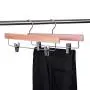 Amber Home Solid Gugertree Deluxe Wooden Pants Hangers Bottom Hanger Jeans Hanger Skirt Hanger with 2-Adjustable Clips (red Cedar Wood Color, 12)