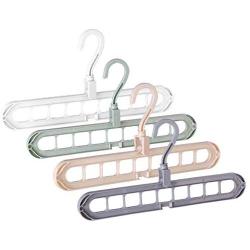 10pcs Random Color 9-Hole Magic Rotate Anti-Skid Folding Hanger Extendable Foldable Clothes Hook