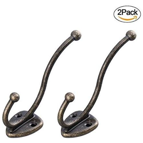 She-love Metal Handle Hook Hanger Clothes Hat Coat Robe Hanging Single Hook Wall Door (2 Pcs)