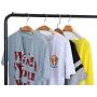 Pratcgoods Modern Simple Style Vertical Hangers Full Metal Freestanding Hanger Bedroom Clothes Rack with Rod Storage Shelf