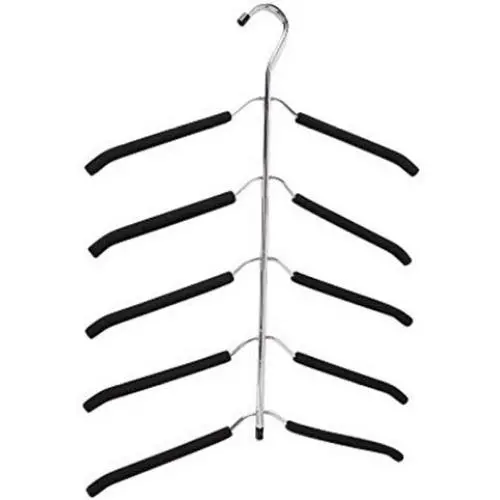 Multilayer Fish Bone Shape Stainless Steel Clothing Storage Racks Clothes Hanger Storage Holder Wardrobe Laundry Drying Rack 2pcs Random Color