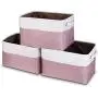 Awekris Large Storage Basket Bin Set [3-Pack] Storage Cube Boxes Foldable Canvas Fabric Collapsible Organizer with Handles for Home Office Closet, (Red)