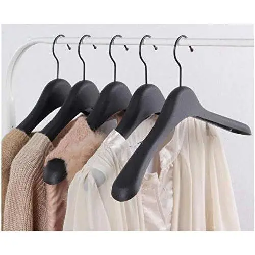 10 Pieces Black Thick Wide Shoulder Plastic Clothes Hanger for Coats Jacket and Fur 10 Pieces Black Thick Wide Shoulder Plastic Clothes Hanger for Coats Jacket and Fur
