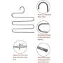 JS HANGER Multi Purpose Pants Hangers, S-Style 5 Layer Cascading Hangers for Space Saving Clothes Organizer Slack Trousers Hanger Stainless Steel 3 Pack