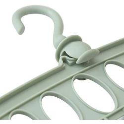 Yukuai Clothes Hanger Clothes 9 Hole Towel Hook, 360° Rotating Cascading Multi Magic Hanger Shirt Hangers for Space Saving, Hangers Wide Shoulder Non Slip Hangers (Green)