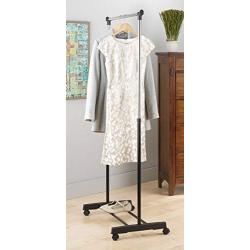 Whitmor Adjustable Garment Rack - Rolling Clothes Organizer - Black and Chrome