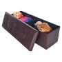 Ottoman Bench PU Leather Rectangular Folding Toy Storage Boxes Footstools Padded Seat for Living Room Bedroom 43 x 15 x 2 Inch Shipped from USA (Brown)